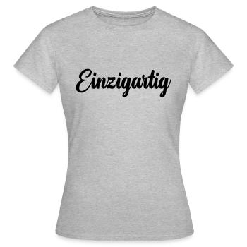 Einzigartig - Frauen T-Shirt - Grau meliert - Vorne - AI Model Female 172 dark (172cm)