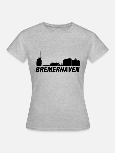 Fischtown Bremerhaven Skyline 2 - Frauen T-Shirt - Grau meliert