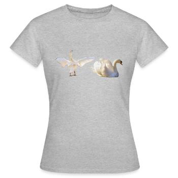 Cygnes aux ailes ouvertes, Natation, Naturel - T-shirt Femme - gris chiné - Devant - AI Model Female 172 dark (172cm)
