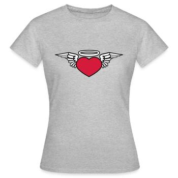 coeur ailes mort mort mouche dieu halo s - T-shirt Femme - gris chiné - Devant - AI Model Female 172 dark (172cm)