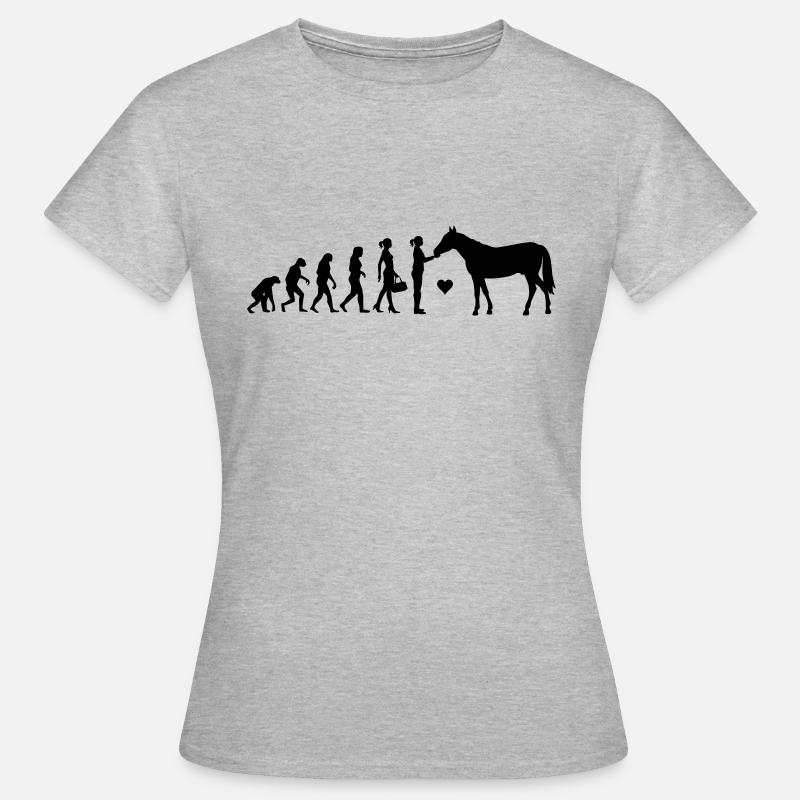 Evolution Pferdeliebe Farbwechsel - Frauen T-Shirt - Grau meliert