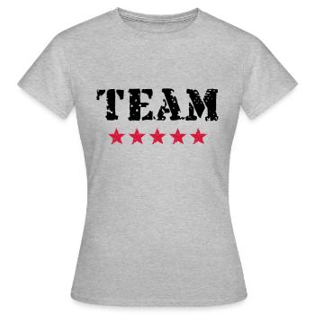 Team, 5 Sterne, Sieger, Gewinner, Teamsport, Beste - Frauen T-Shirt - Grau meliert - Vorne - AI Model Female 172 dark (172cm)