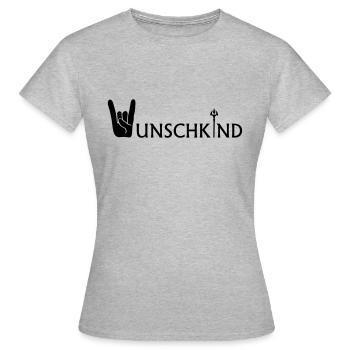 Wunschkind - Frauen T-Shirt - Grau meliert - Vorne - AI Model Female 172 dark (172cm)