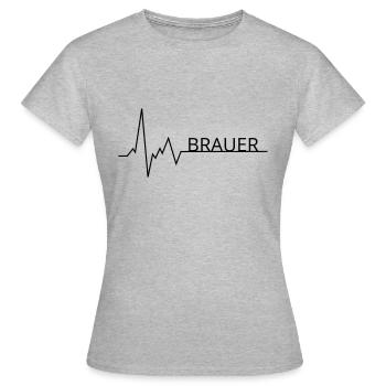 herzschlag brauer - Frauen T-Shirt - Grau meliert - Vorne - AI Model Female 172 dark (172cm)