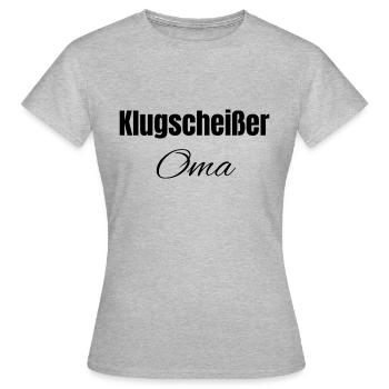 Klugscheißer Oma - Frauen T-Shirt - Grau meliert - Vorne - AI Model Female 172 dark (172cm)