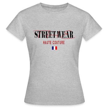 DIE STREETWEAR Haute Couture Frankreich - Frauen T-Shirt - Grau meliert - Vorne - AI Model Female 172 dark (172cm)