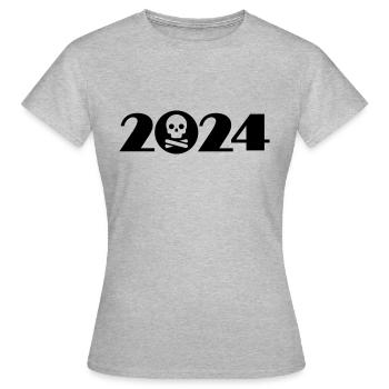 Pirat 2024, Totenkopf 2024, Halloween 2024 - Frauen T-Shirt - Grau meliert - Vorne - AI Model Female 172 dark (172cm)
