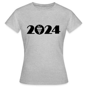 Wein 2024, Weinfest 2024, Weinstock 2024 - Frauen T-Shirt - Grau meliert - Vorne - AI Model Female 172 dark (172cm)