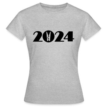 Wäscheklammer, Wäscherei 2024 - Frauen T-Shirt - Grau meliert - Vorne - AI Model Female 172 dark (172cm)