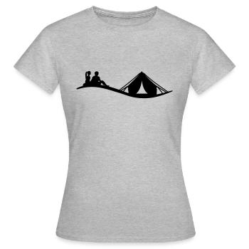 Freizeit - Camping - Frauen T-Shirt - Grau meliert - Vorne - AI Model Female 172 dark (172cm)