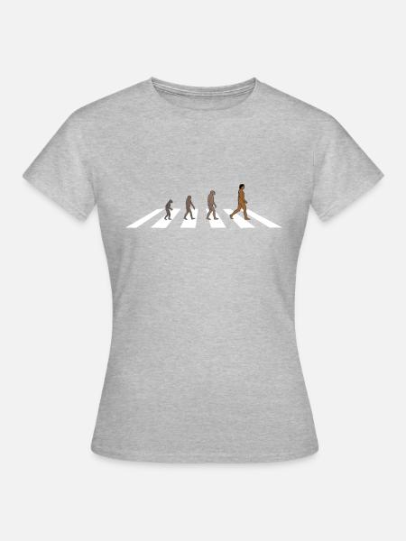Evolution am Zebrastreifen der Abbey Road - Frauen T-Shirt - Grau meliert