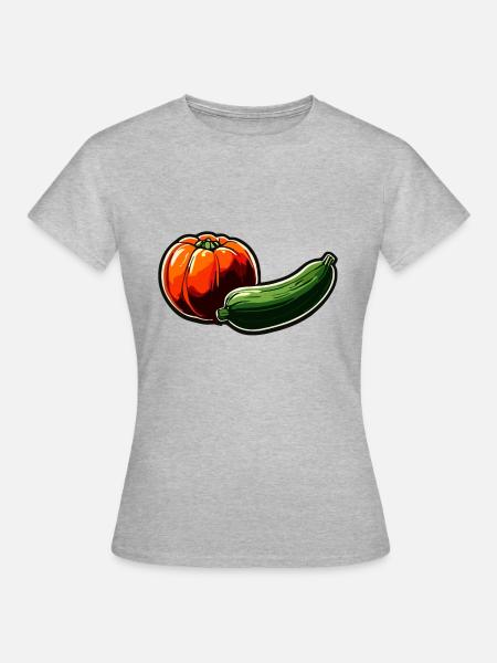 Lebensmittel / Gemüse / Markt / Vitamine / Design - Frauen T-Shirt - Grau meliert