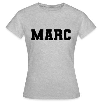 Nom - Marc - T-shirt Femme - gris chiné - Devant - AI Model Female 172 dark (172cm)