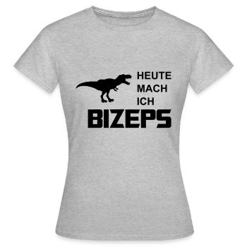 T-Rex Heute mach ich Bizeps - Frauen T-Shirt - Grau meliert - Vorne - AI Model Female 172 dark (172cm)