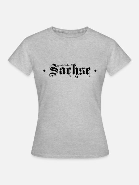 gemietlicher Sachse - Frauen T-Shirt - Grau meliert