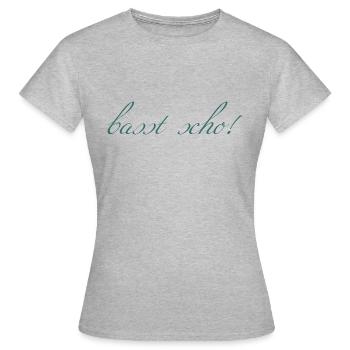 basst scho - Frauen T-Shirt - Grau meliert - Vorne - AI Model Female 172 dark (172cm)