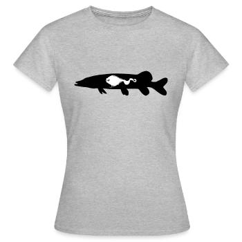 Hecht Mustache Rig - Frauen T-Shirt - Grau meliert - Vorne - AI Model Female 172 dark (172cm)