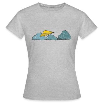 Paper airplane above the clouds - Women's T-Shirt - heather grey - Front - AI Model Female 172 dark (172cm)