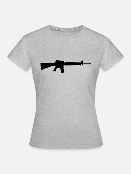 Vector Gun Silhouette - Frauen T-Shirt - Grau meliert