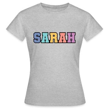 Name - Sarah - Frauen T-Shirt - Grau meliert - Vorne - AI Model Female 172 dark (172cm)