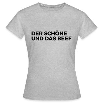 Der Schöne und das Beef - Frauen T-Shirt - Grau meliert - Vorne - AI Model Female 172 dark (172cm)