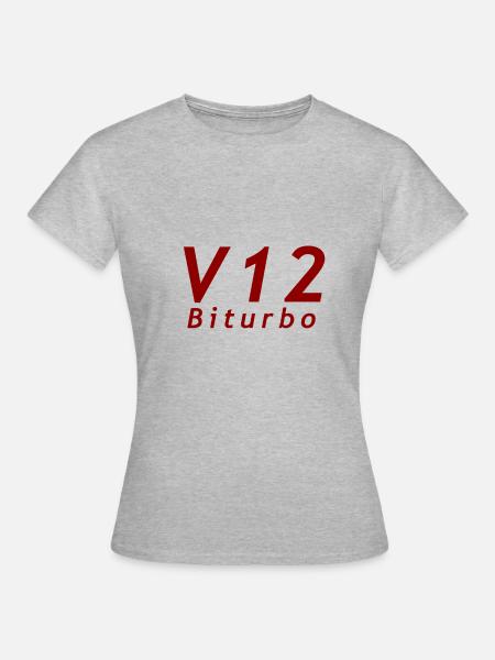 v12Biturbo - Frauen T-Shirt - Grau meliert