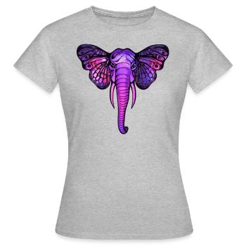 Space Elefant, Schmetterling Ohren, Afrika, Kosmos - Frauen T-Shirt - Grau meliert - Vorne - AI Model Female 172 dark (172cm)