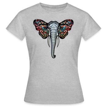 African elephant, Afrique, éléphant, papillon - T-shirt Femme - gris chiné - Devant - AI Model Female 172 dark (172cm)