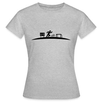 Fußballer Tor - Frauen T-Shirt - Grau meliert - Vorne - AI Model Female 172 dark (172cm)