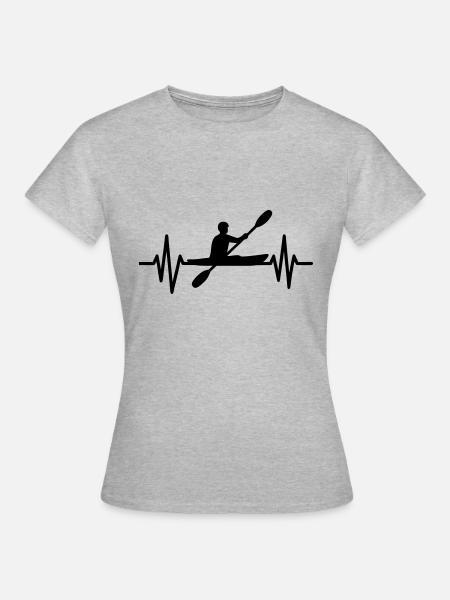 Herzschlag Kajak - Frauen T-Shirt - Grau meliert