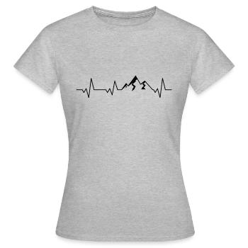 Herzlinie Alpen Berge - Frauen T-Shirt - Grau meliert - Vorne - AI Model Female 172 dark (172cm)