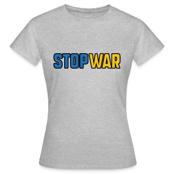 Stop War - T-shirt Femme - gris chiné - Devant - AI Model Female 172 dark (172cm)