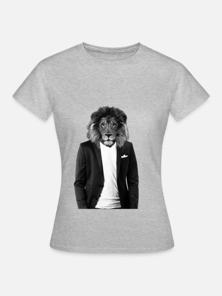 Löwe im Anzug Hipster - Frauen T-Shirt - Grau meliert