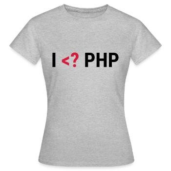 I love PHP - Frauen T-Shirt - Grau meliert - Vorne - AI Model Female 172 dark (172cm)