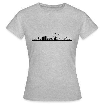 Skyline - Fehmarn - Frauen T-Shirt - Grau meliert - Vorne - AI Model Female 172 dark (172cm)
