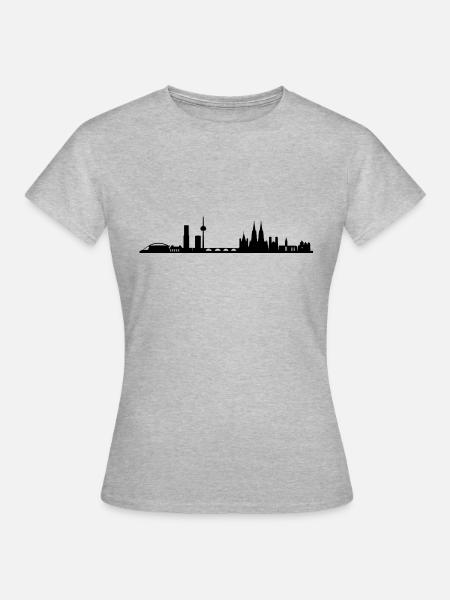 Skyline Köln - Frauen T-Shirt - Grau meliert