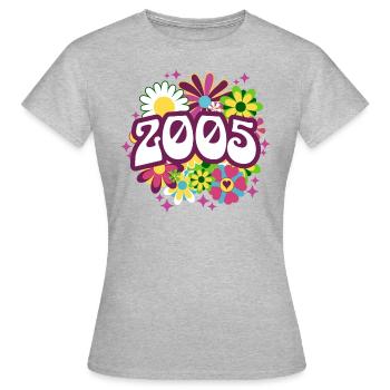 Fête Anniversaire Femme 2005 18 Ans Anniversaire - T-shirt Femme - gris chiné - Devant - AI Model Female 172 dark (172cm)