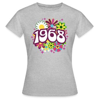 Fête Anniversaire Femme 1968 55 Ans Anniversaire - T-shirt Femme - gris chiné - Devant - AI Model Female 172 dark (172cm)