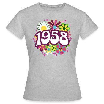 Birthday Party Woman 1958 65 Years Anniversary - Women's T-Shirt - heather grey - Front - AI Model Female 172 dark (172cm)