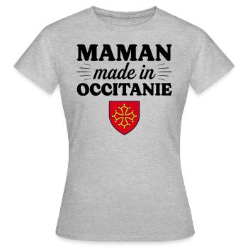 Maman Made In Occitanie - Femme Maman Occitane - T-shirt Femme - gris chiné - Devant - AI Model Female 172 dark (172cm)