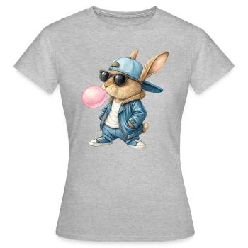 Cooler Hase Osterhase Bunny Kaninchen Kinder - Frauen T-Shirt - Grau meliert - Vorne - AI Model Female 172 dark (172cm)