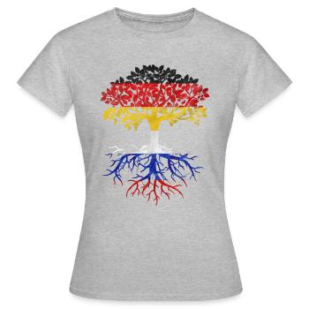 Deutsch mit russischen Wurzeln - Frauen T-Shirt - Grau meliert - Vorne - AI Model Female 172 dark (172cm)