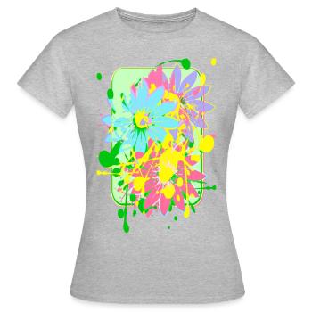 Summer Flowers Splashes of Color Comic Clip Art - Women's T-Shirt - heather grey - Front - AI Model Female 172 dark (172cm)