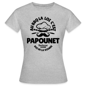 au BBQ la loi c papounet N - T-shirt Femme - gris chiné - Devant - AI Model Female 172 dark (172cm)