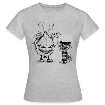 ZWIEBEL - Frauen T-Shirt - Grau meliert - Vorne - AI Model Female 172 dark (172cm)