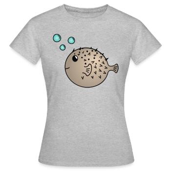 Poisson-globe - T-shirt Femme - gris chiné - Devant - AI Model Female 172 dark (172cm)