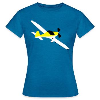 fk14 Airplane Pilot Aircraft Ultralight Ul - Women's T-Shirt - antique blue sapphire heather - Front - AI Model Female 172 dark (172cm)