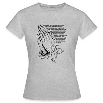 Beten - Vater unser im Himmel - Gebet - Frauen T-Shirt - Grau meliert - Vorne - AI Model Female 172 dark (172cm)