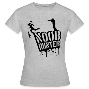 Noob Hunter tir sang gouttes graffiti - T-shirt Femme - gris chiné - Devant - AI Model Female 172 dark (172cm)