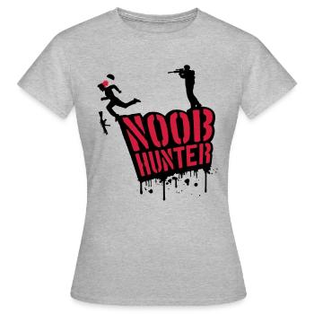 Tireur noob sang Hunter gouttes graffiti - T-shirt Femme - gris chiné - Devant - AI Model Female 172 dark (172cm)